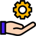 A Hand With A Cogwheel Above Icon